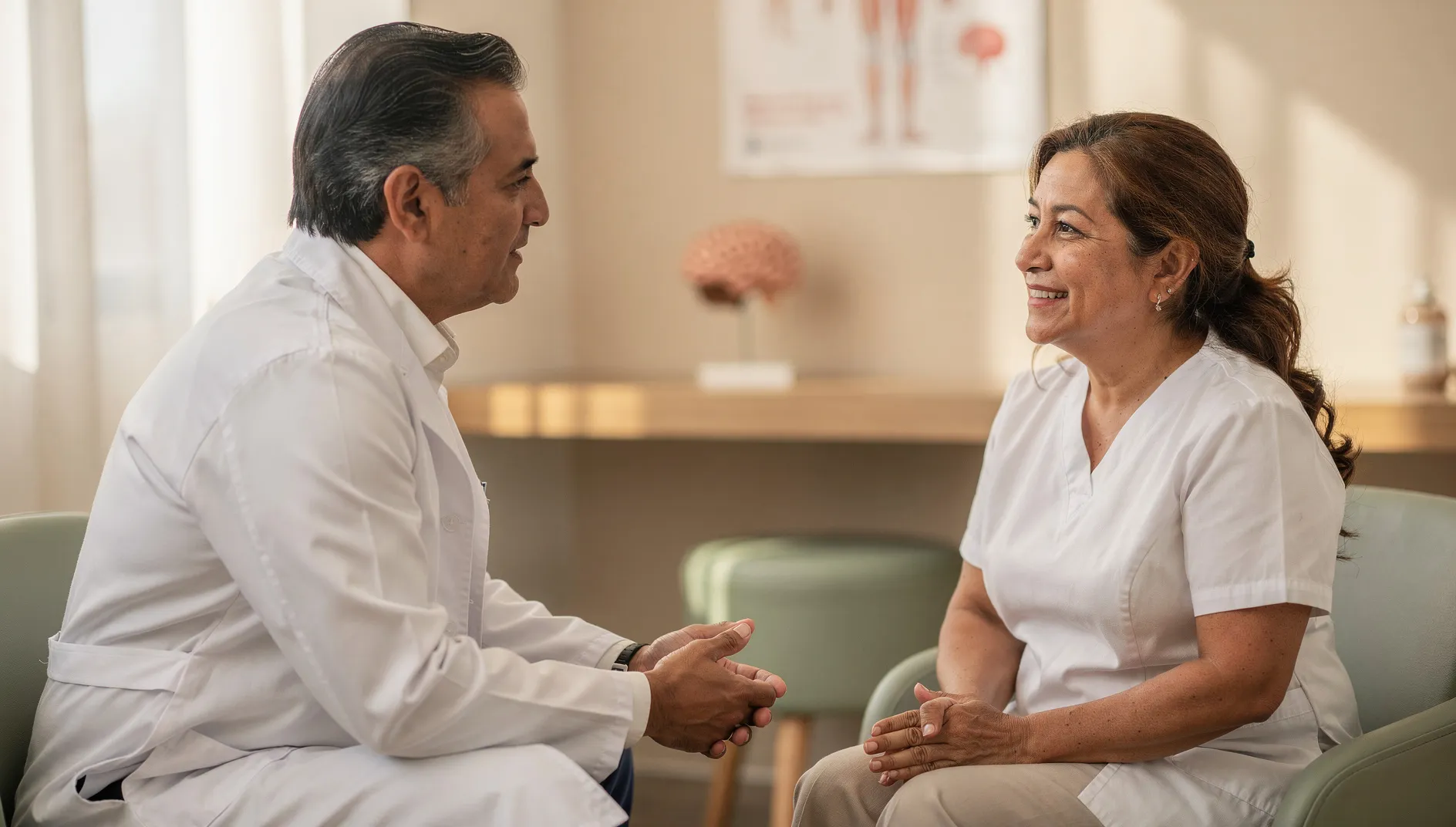 Pacientes y médicos uniendo sus manos en Neurocenter